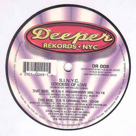 12inch Record S.I.N.Y.C. - Goddess Of Love DR0009 Deeper Rekords 1997 US Dance & Electronica Used
12inch Record S.I.N.Y.C. - Goddess Of Love DR0009 Deeper Rekords 1997 US Dance & Electronica Used