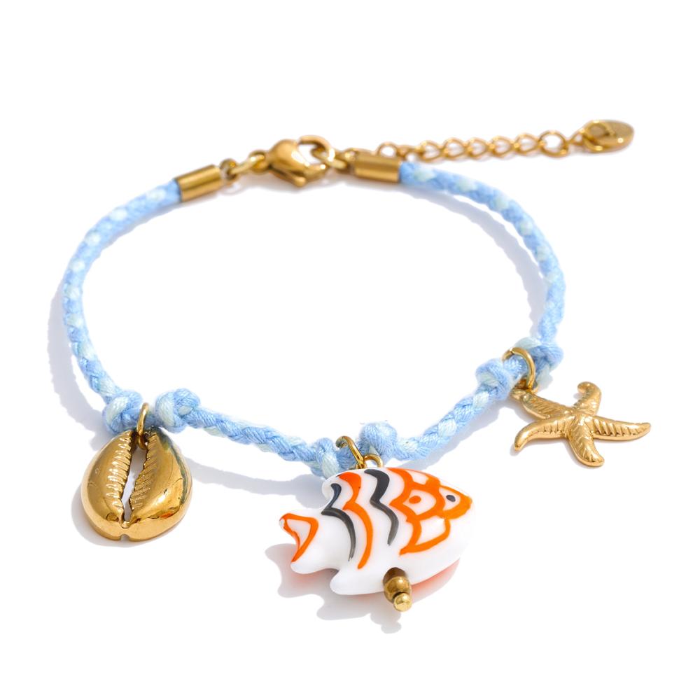 Yhpup Fashion Handmade Jewelry Rope Braided Starfish Shell Fish Drop Bracelet Bangle Oceanic Style Summer Daily Wear Jewelry
Yhpup Fashion Handmade Jewelry Rope Braided Starfish Shell Fish Drop Bracelet Bangle Oceanic Style Summer Daily Wear Jewelry