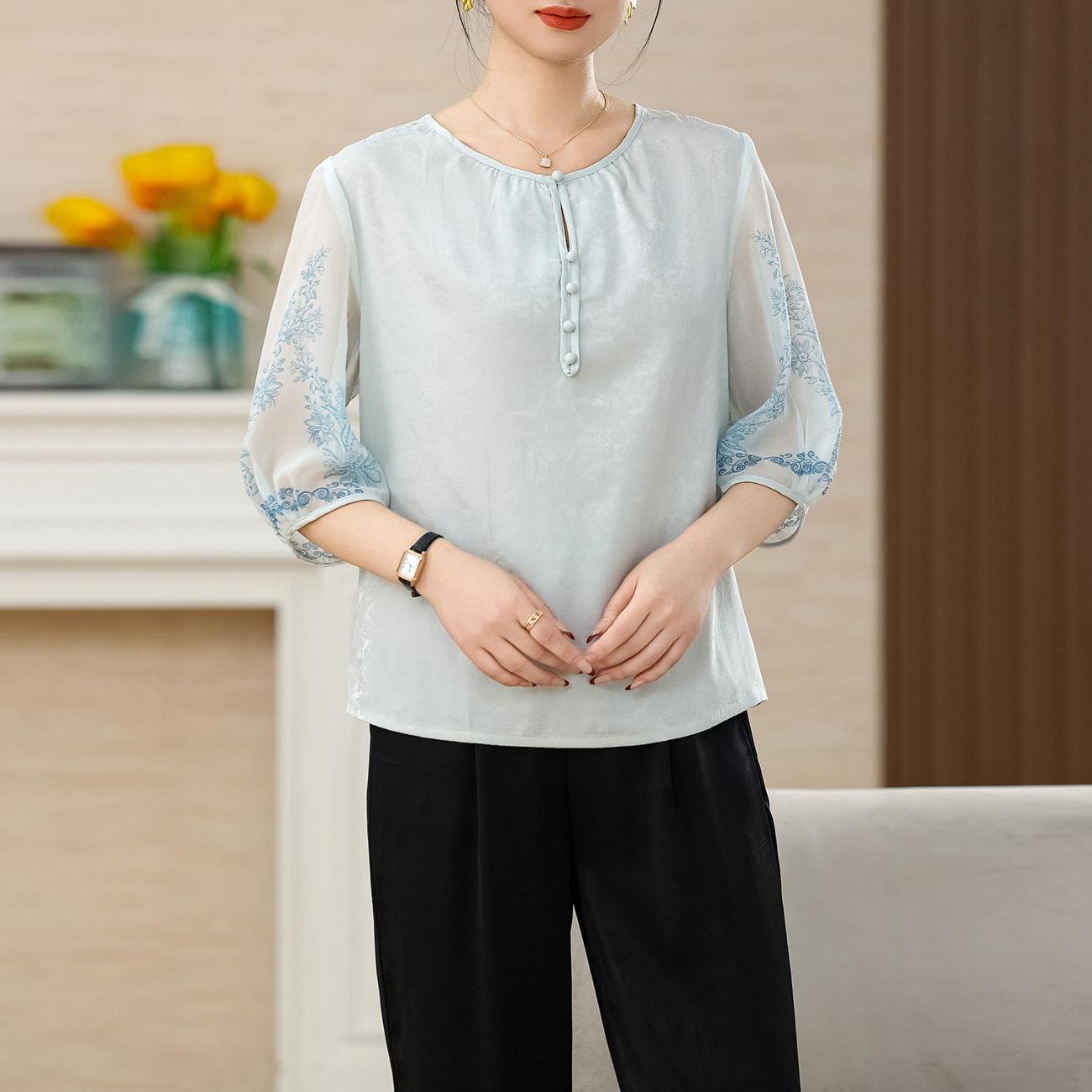 Women s Artistic Mid-Sleeve Button-Up T-shirt – Stylish, Breathable Summer Top for Middle-Aged & Elderly Mothers XL светло-синий
Women s Artistic Mid-Sleeve Button-Up T-shirt – Stylish, Breathable Summer Top for Middle-Aged & Elderly Mothers XL светло-синий