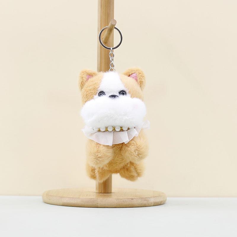 Decorative Dog Plush Doll Keychain With Beautiful Pearl Necklace Fashion For Light Brown Dog
Decorative Dog Plush Doll Keychain With Beautiful Pearl Necklace Fashion For Light Brown Dog