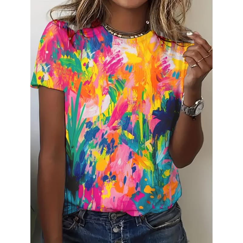 Popular Artist Color Palette Original Abstract Splashed Ink Short Sleeved Women s T-shirt Atmosphere Filled with 3D Digital S
Popular Artist Color Palette Original Abstract Splashed Ink Short Sleeved Women s T-shirt Atmosphere Filled with 3D Digital S