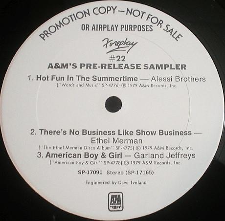12inch Record VARIOUS Foreplay 22 AMs PreRelease Sam SP17091 AM Records 1979 US Rock Used
12inch Record VARIOUS Foreplay 22 AMs PreRelease Sam SP17091 AM Records 1979 US Rock Used