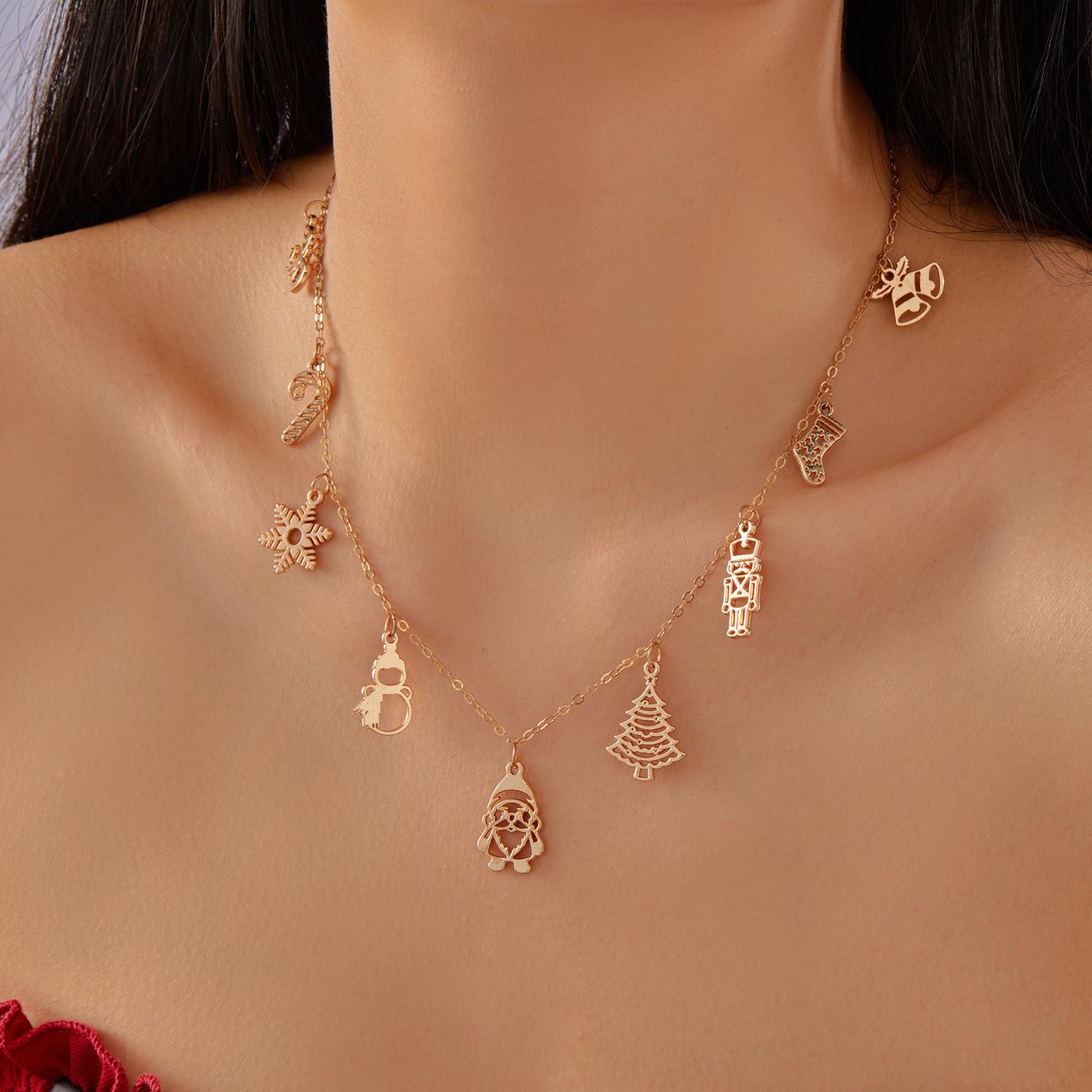 Charm Santa Claus Snowman Christmas Tree Snowflake Pendant Necklace For Women Christmas Gold Color Metal Choker Party Zircon
Charm Santa Claus Snowman Christmas Tree Snowflake Pendant Necklace For Women Christmas Gold Color Metal Choker Party Zircon