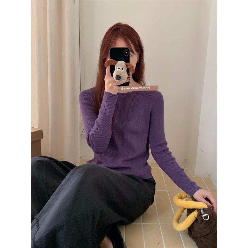 Fresh All-Match Soft Glutinous Base Top Sweater Purple S
Fresh All-Match Soft Glutinous Base Top Sweater Purple S
