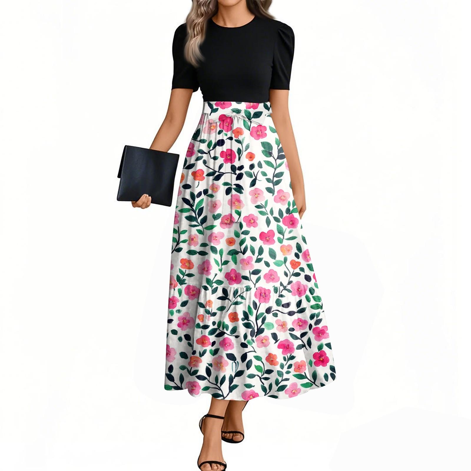 Women s Fashion Casual Belt Short Sleeve Round Neck Floral Stitching Elegant Temperament Dress M Кіновар
Women s Fashion Casual Belt Short Sleeve Round Neck Floral Stitching Elegant Temperament Dress M Кіновар