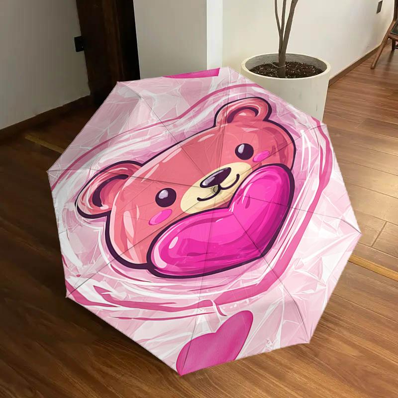 Teddy Bear Heart Shaped Automatic Opening/Closing Umbrella with Foldable Design, Iron Frame for Outdoor Use, Perfect Gift for Fans, Traveler
Teddy Bear Heart Shaped Automatic Opening/Closing Umbrella with Foldable Design, Iron Frame for Outdoor Use, Perfect Gift for Fans, Traveler