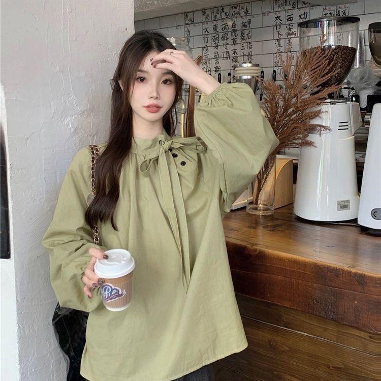 Solid Color Women s Shirt Stand Collar Bow Tie Fold Detail Diagonal Buckle Lantern Sleeves Blouse French Style Spring New Version Loose Women s Top 2XL зелений
Solid Color Women s Shirt Stand Collar Bow Tie Fold Detail Diagonal Buckle Lantern Sleeves Blouse French Style Spring New Version Loose Women s Top 2XL зелений