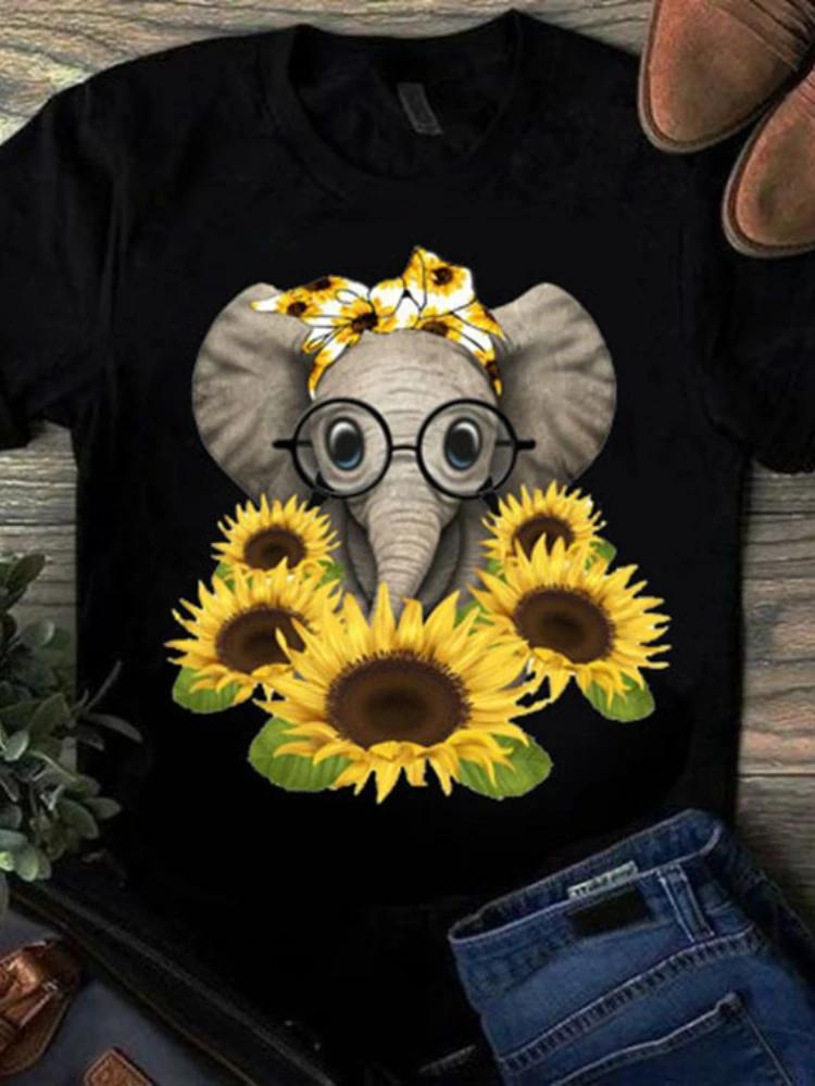 Cartoon Sunflower Elephant Print T Shirt Women Short Sleeve O Neck Loose Tshirt Summer Women Tee Shirt Tops Camisetas Mujer XXXL білий
Cartoon Sunflower Elephant Print T Shirt Women Short Sleeve O Neck Loose Tshirt Summer Women Tee Shirt Tops Camisetas Mujer XXXL білий