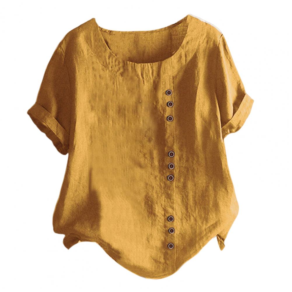 Блузка с коротким рукавом на пуговицах, стильные женские летние топы с круглым вырезом, отделкой пуговицами, свободная футболка для повседневного ношения на А S жёлтый
Блузка с коротким рукавом на пуговицах, стильные женские летние топы с круглым вырезом, отделкой пуговицами, свободная футболка для повседневного ношения на А S жёлтый