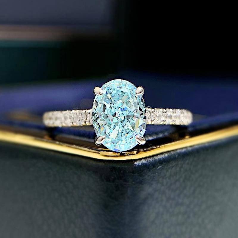 Lulu Tong 2022 New 925 Silver Ring with Sea Blue Zircon and High Carbon Diamond, Women s Mingyuan Style. Size 5 
Lulu Tong 2022 New 925 Silver Ring with Sea Blue Zircon and High Carbon Diamond, Women s Mingyuan Style. Size 5