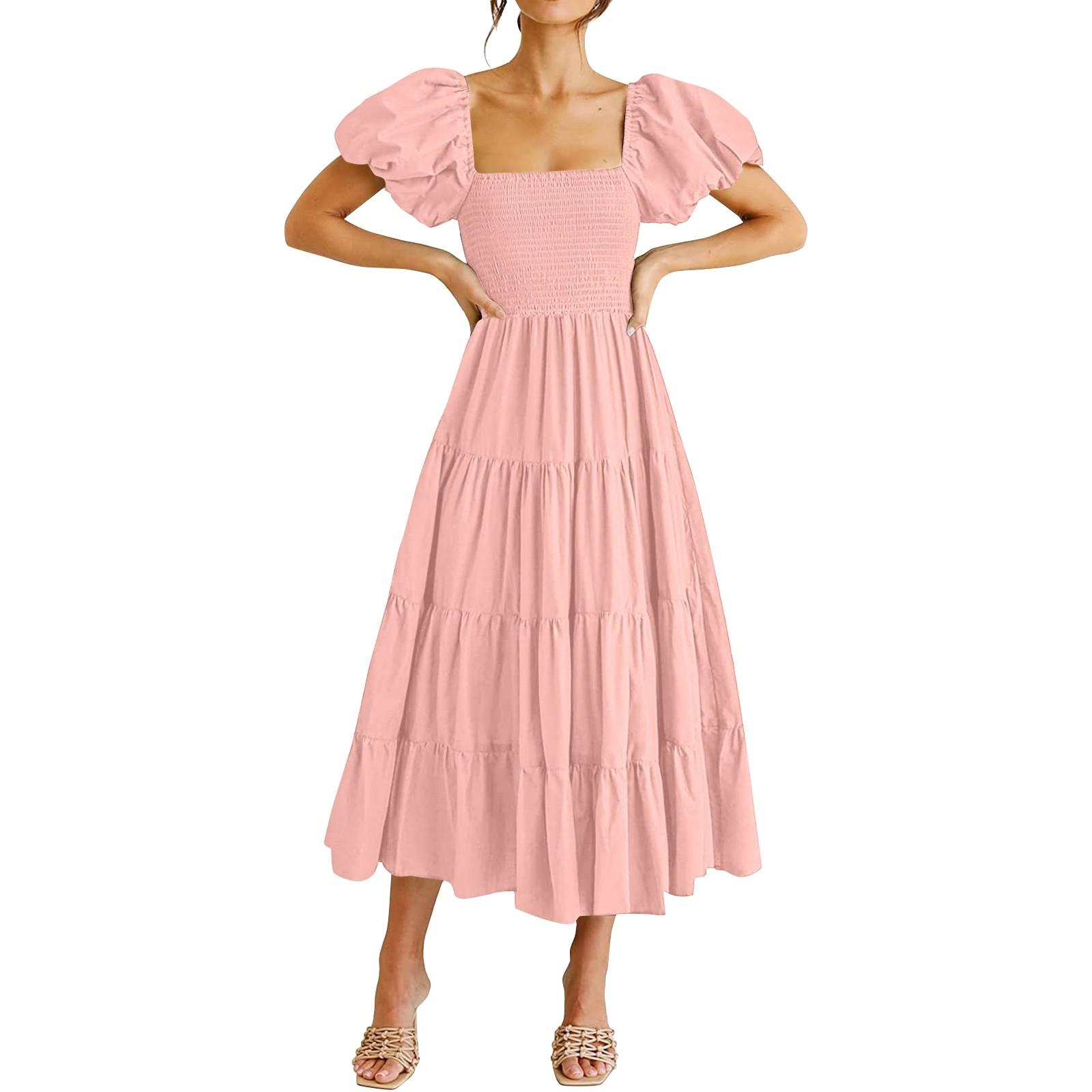 Women s Fashion Colour Square Neck Backless Bubble Sleeve Pleated Short Sleeve Dresses L рожевий
Women s Fashion Colour Square Neck Backless Bubble Sleeve Pleated Short Sleeve Dresses L рожевий
