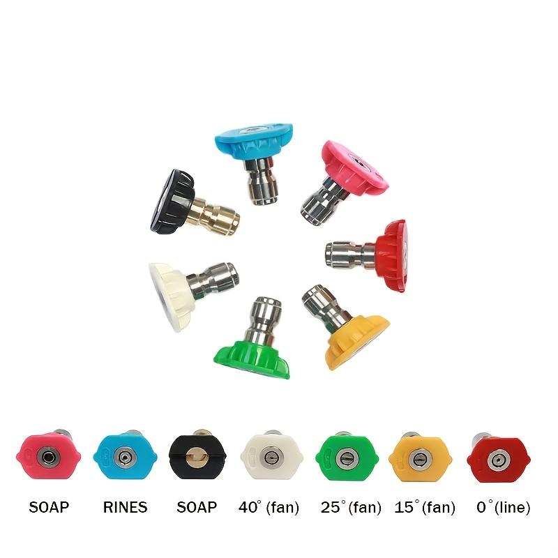 Pressure Washer Nozzle Kit: 1/4 Quick Connect, 5 Angles (0°/15°/25°/40°/65°), 2 Foam Nozzles for Vehicle & Surface Cleaning
Pressure Washer Nozzle Kit: 1/4 Quick Connect, 5 Angles (0°/15°/25°/40°/65°), 2 Foam Nozzles for Vehicle & Surface Cleaning