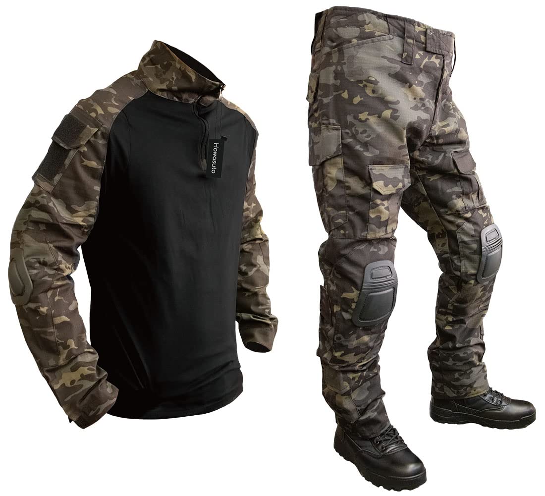 Howasuto Airsoft Camouflage Top and Bottom Set with Elbow and Knee Pads, Long Sleeve Combat Shirt (Size L, Multicam Black)
Howasuto Airsoft Camouflage Top and Bottom Set with Elbow and Knee Pads, Long Sleeve Combat Shirt (Size L, Multicam Black)