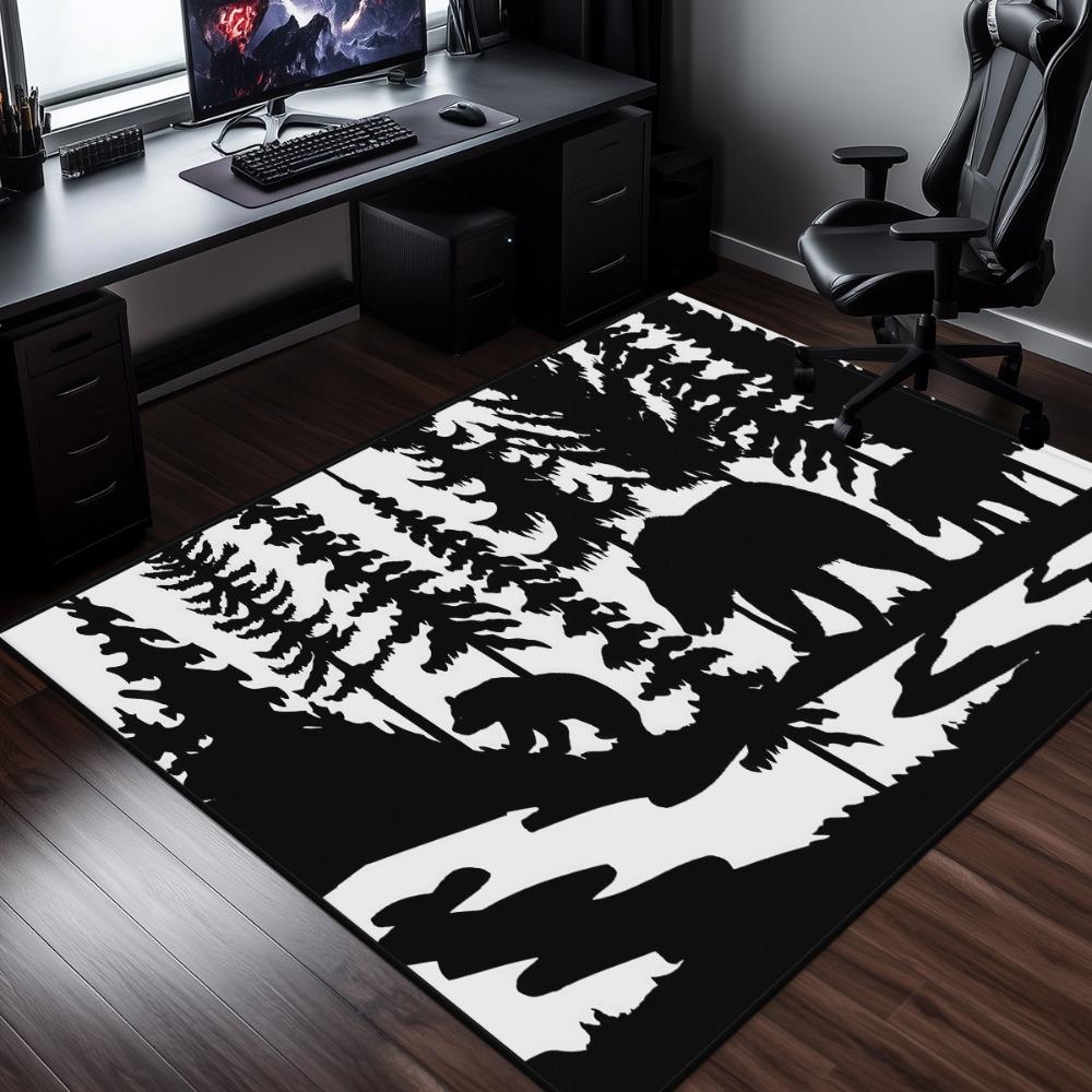 Black and white bear forest silhouette crystal velvet carpet minimalist nature design rug for modern home office decor 50x 80cm
Black and white bear forest silhouette crystal velvet carpet minimalist nature design rug for modern home office decor 50x 80cm