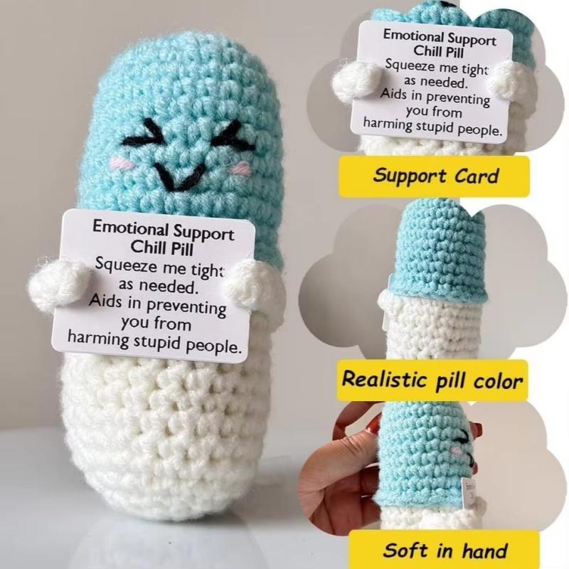 Handmade Knitted Emotional Support Crochet Capsule Doll Chill Pill with Card for Desktop Home Room Decor Gift синій
Handmade Knitted Emotional Support Crochet Capsule Doll Chill Pill with Card for Desktop Home Room Decor Gift синій