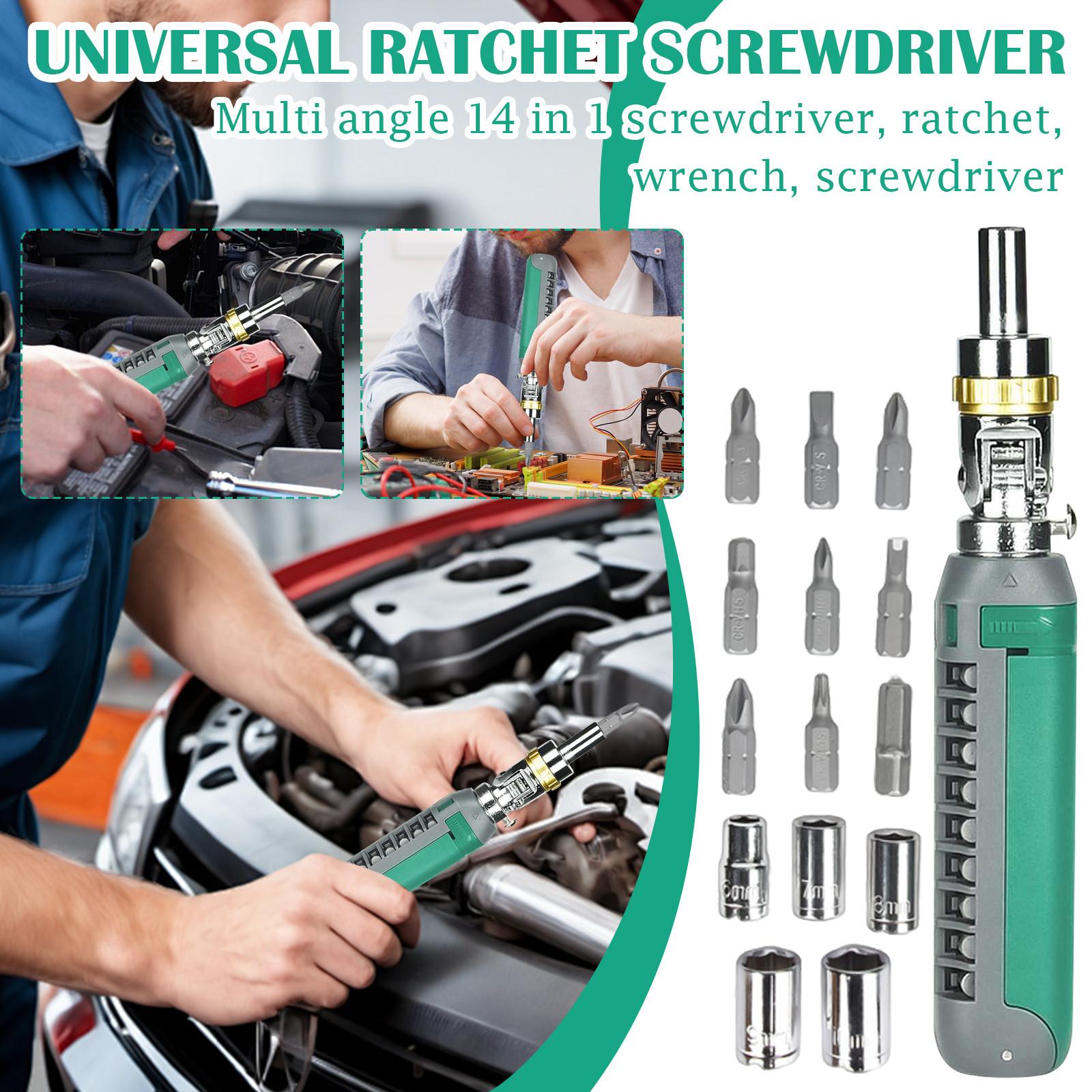 Precision Ratchet Set, Multi Angle 14-in-1 Screwdriver Ratchet Special Shaped Screwdriver Taper Bent Torx Cross Driver Bit One Size
Precision Ratchet Set, Multi Angle 14-in-1 Screwdriver Ratchet Special Shaped Screwdriver Taper Bent Torx Cross Driver Bit One Size