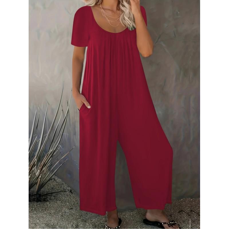 Women s Solid-Color Summer Loose-Fit Trousers with Side Pockets, Casual Short-Sleeve Plus-Size Jumpsuit 4XL вина червоного кольору
Women s Solid-Color Summer Loose-Fit Trousers with Side Pockets, Casual Short-Sleeve Plus-Size Jumpsuit 4XL вина червоного кольору