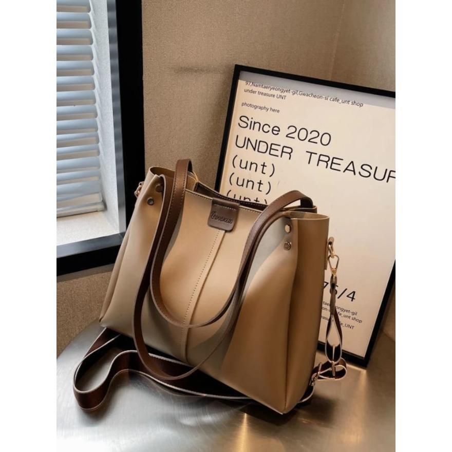 Женская сумка-тоут большой вместимости для девушек, сотни сумок для поездок на работу, женская однотонная сумка через плечо