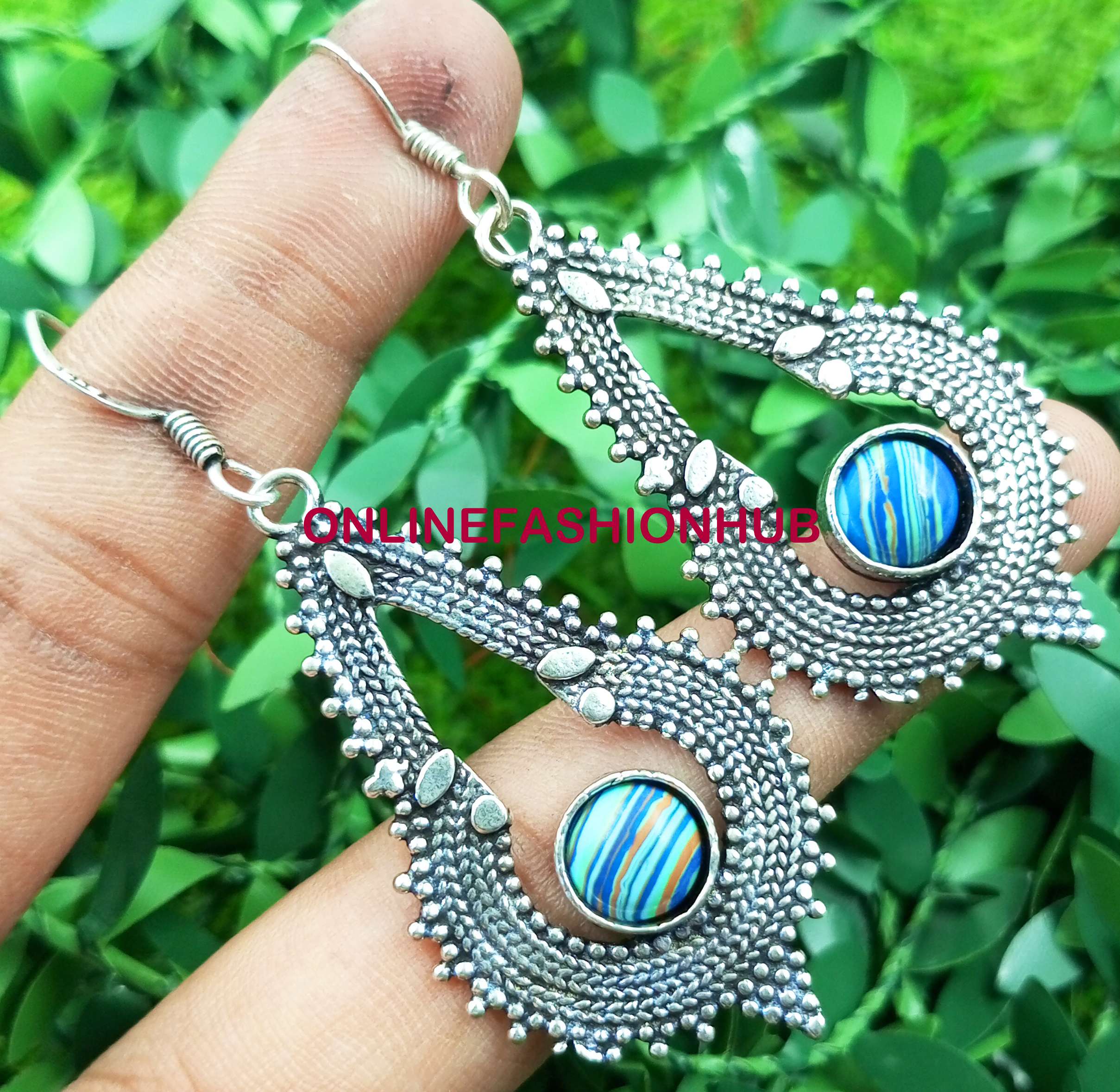 Радужный кальцинированный драгоценный камень 925 пробы, посеребренные серьги-крючки для девочек, ювелирные изделия NST-CSE16