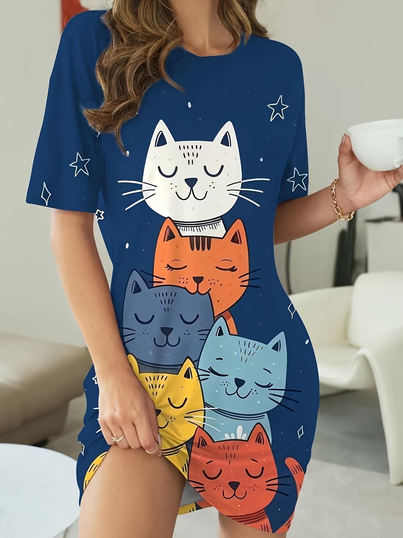 Adorable Cat Print Short-sleeve Dress with Star Accents. a Polyester-blend Pajama Suitable for All Seasons. Machine Washable 6XL дубильна кора
Adorable Cat Print Short-sleeve Dress with Star Accents. a Polyester-blend Pajama Suitable for All Seasons. Machine Washable 6XL дубильна кора