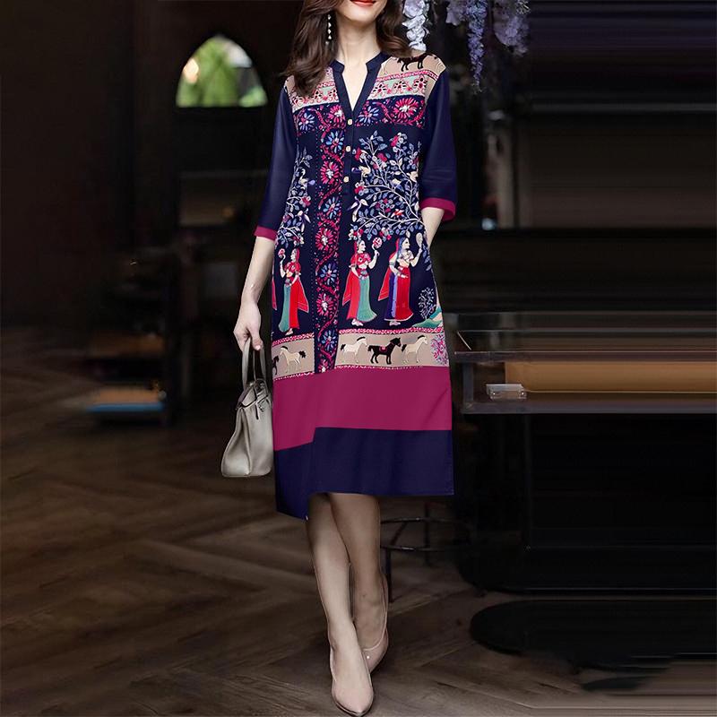 ZANZEA Женское повседневное миди-платье с этническим принтом, V-образным вырезом и рукавами 3/4 5XL темно-синий
ZANZEA Женское повседневное миди-платье с этническим принтом, V-образным вырезом и рукавами 3/4 5XL темно-синий