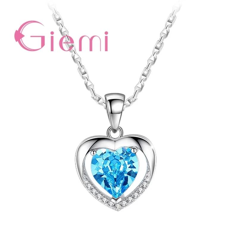 925 Silver Pendant Necklace For Women Engagement Fashion Jewelry Austrian Crystal Romantic Heart Shape синій
925 Silver Pendant Necklace For Women Engagement Fashion Jewelry Austrian Crystal Romantic Heart Shape синій