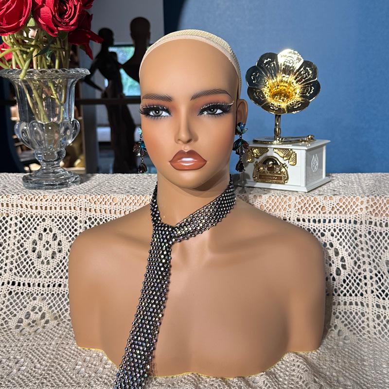 Female PVC Mannequin Head with Double Shoulders, European-American Wig Model, Skin Tone Half-Body
Female PVC Mannequin Head with Double Shoulders, European-American Wig Model, Skin Tone Half-Body