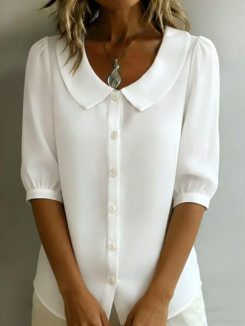 2025 Women s Solid Color Button-Up Loose Casual Shirt Small белый
2025 Women s Solid Color Button-Up Loose Casual Shirt Small белый