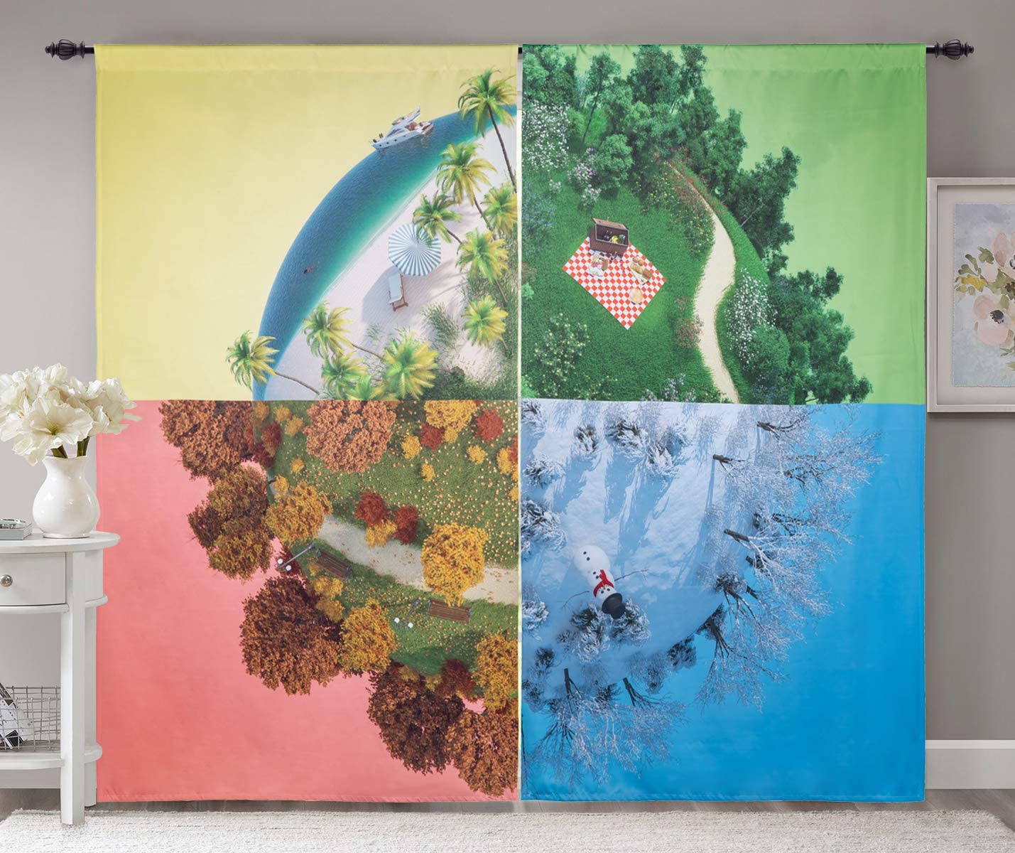 Rod Pocket Blackout Curtains 52 in W x 84 in L ,Season Landscape (2-Panel)
Rod Pocket Blackout Curtains 52 in W x 84 in L ,Season Landscape (2-Panel)