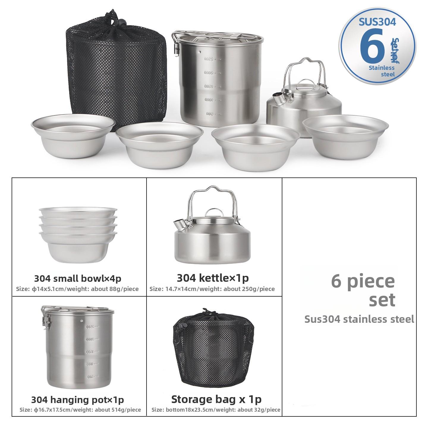 CLS&NOBANA New Outdoor Cookware Hanging Pot Boiling Pot Kettle 304 Stainless Steel 6PCS 7PCS Set Camping Equipment Camping Set
CLS&NOBANA New Outdoor Cookware Hanging Pot Boiling Pot Kettle 304 Stainless Steel 6PCS 7PCS Set Camping Equipment Camping Set