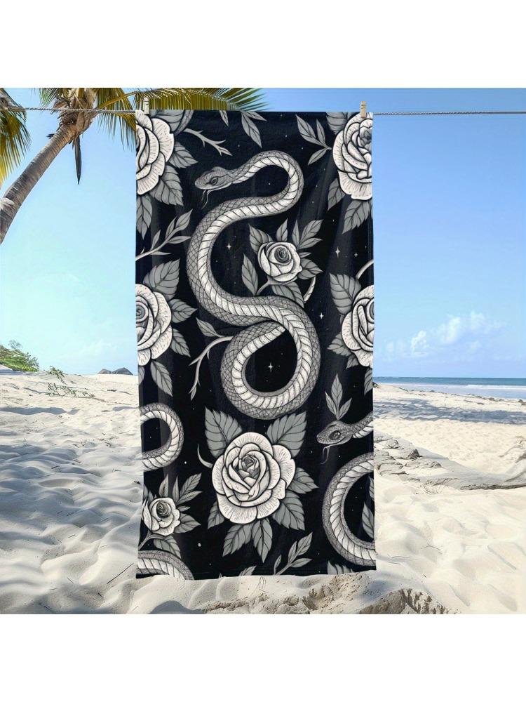 A Microfibre Black Beach Towel Featuring a Snake And Rose Design - Ideal for Summer Days by The Ocean, Fashionable And Absorbent W40*H60(CM)
A Microfibre Black Beach Towel Featuring a Snake And Rose Design - Ideal for Summer Days by The Ocean, Fashionable And Absorbent W40*H60(CM)
