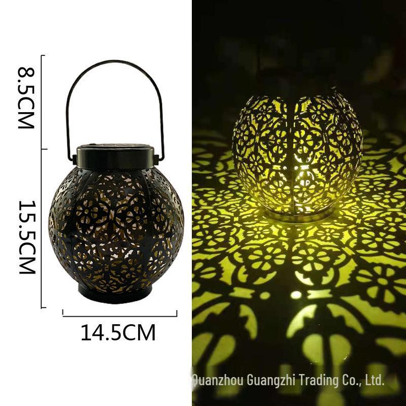 Трансграничный солнечный фонарь: Кованый Железный Проекционный Светильник Пион для Сада и Двора.