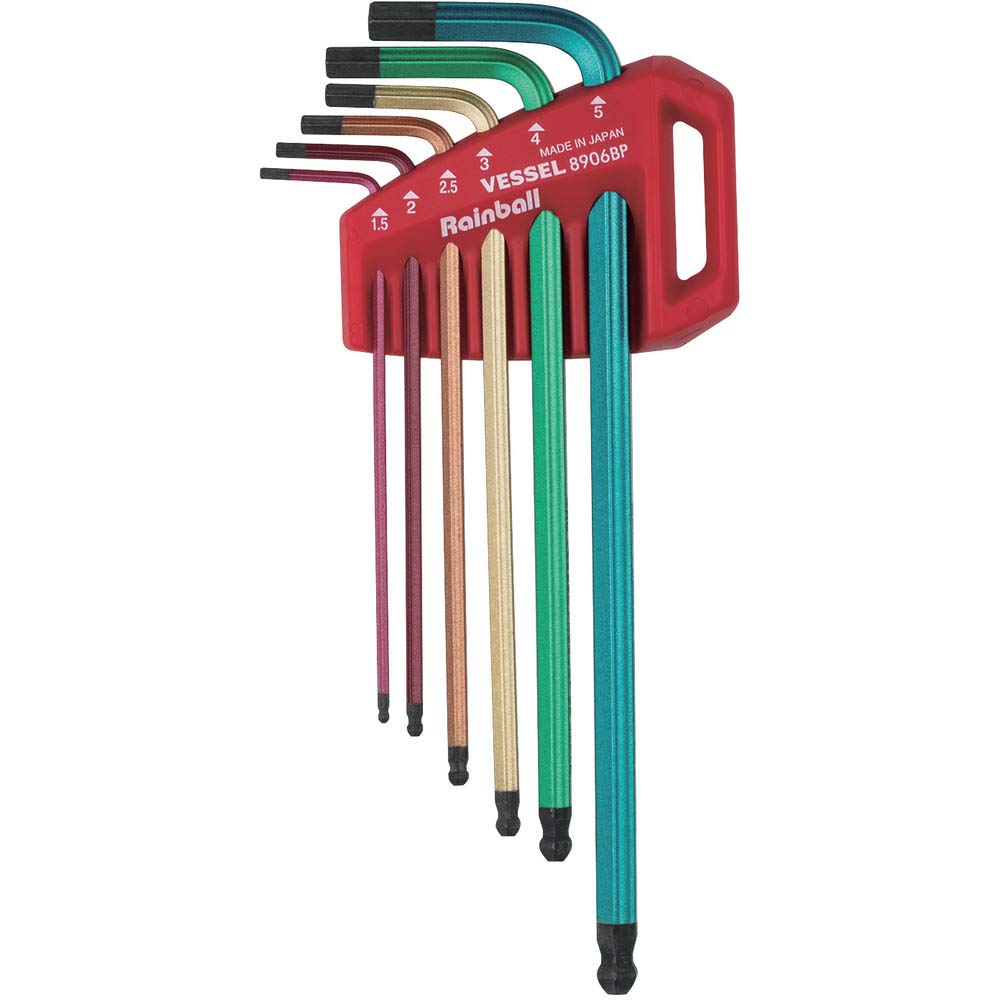VESSEL Rainbow Ball L-shaped Hex Wrench Set of 6 with Holder 8906BP
VESSEL Rainbow Ball L-shaped Hex Wrench Set of 6 with Holder 8906BP