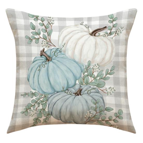 Наволочка Элегантная прочная льняная наволочка с узором «Счастливая осень» на День Благодарения и тыквой для дома 45cm C