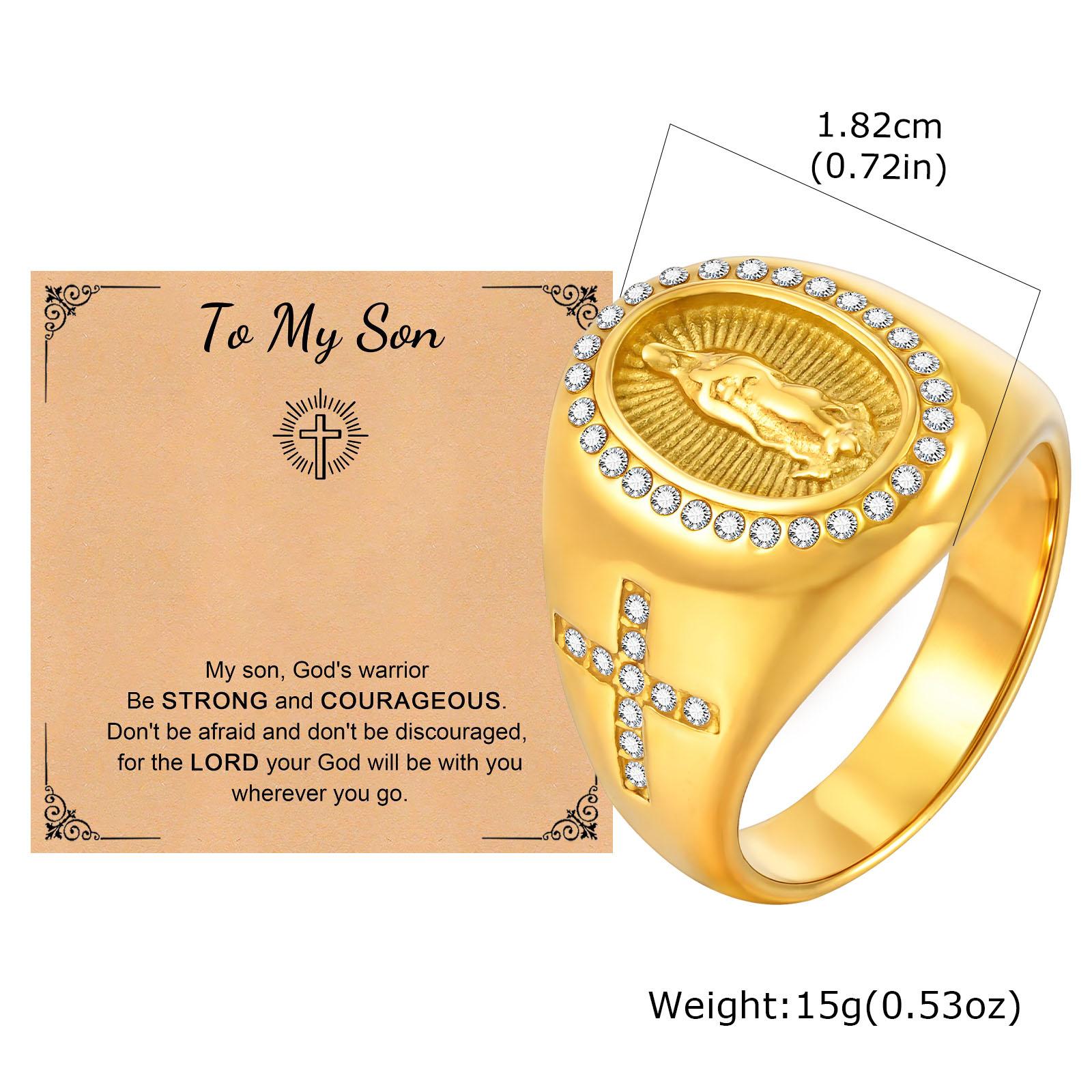 Vnox Men s Stainless Steel Virgin Mary Cross Ring with Easter Card, Gold Color Zircon Thumb Ring, Chunky Religious Jewelry Gifts 9
Vnox Men s Stainless Steel Virgin Mary Cross Ring with Easter Card, Gold Color Zircon Thumb Ring, Chunky Religious Jewelry Gifts 9
