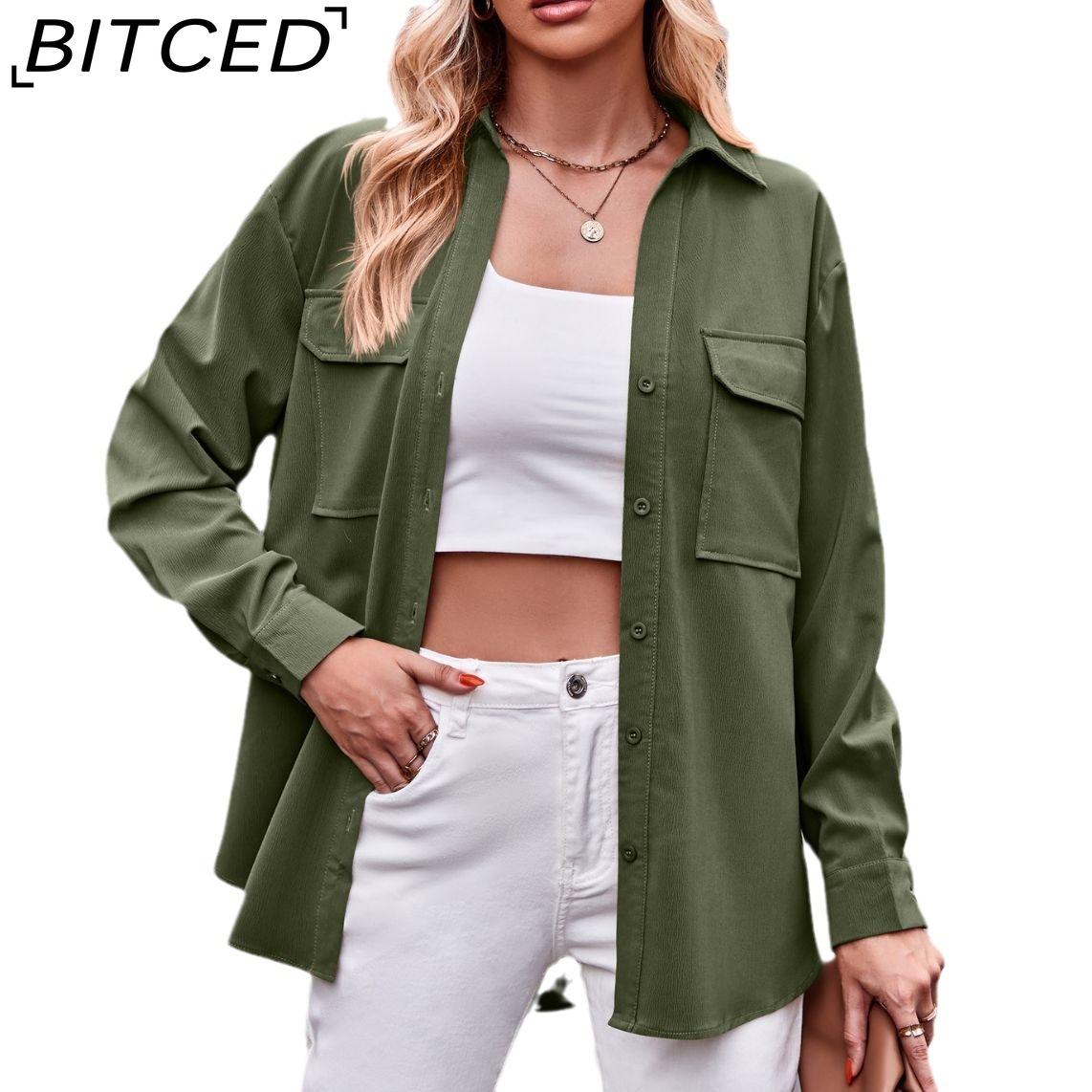 BITCED Женская осенне-зимняя повседневная модная свободная однотонная рубашка с длинными рукавами и двойными карманами
BITCED Женская осенне-зимняя повседневная модная свободная однотонная рубашка с длинными рукавами и двойными карманами