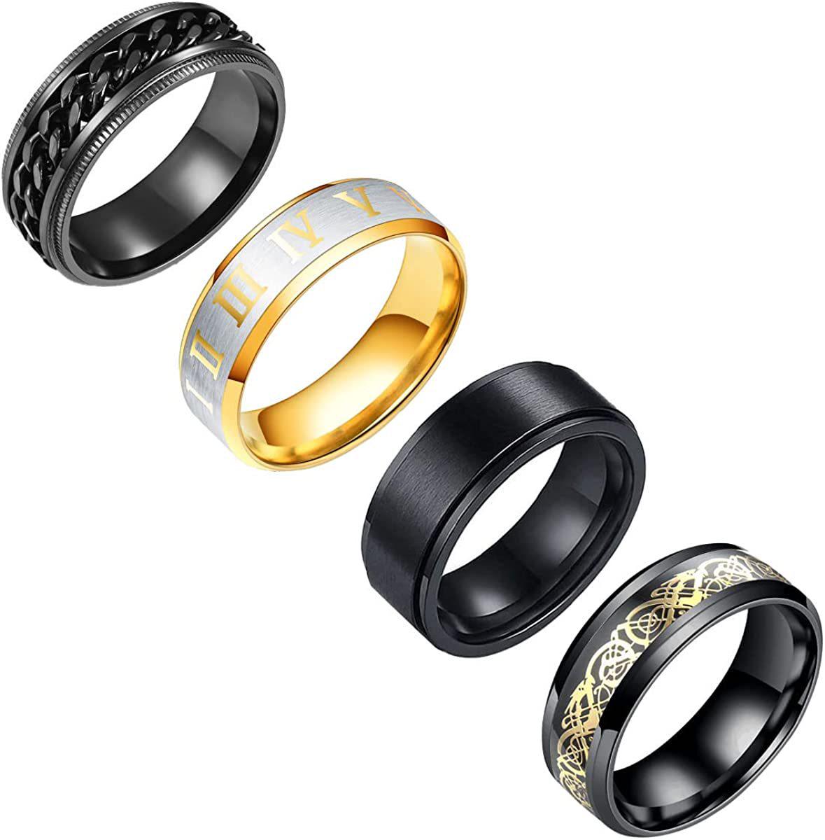 European-American Classic Four-Piece Stainless Steel Rotating Decompression Ring Set, 8mm Finger and Wedding Jewelry. Size 12
European-American Classic Four-Piece Stainless Steel Rotating Decompression Ring Set, 8mm Finger and Wedding Jewelry. Size 12