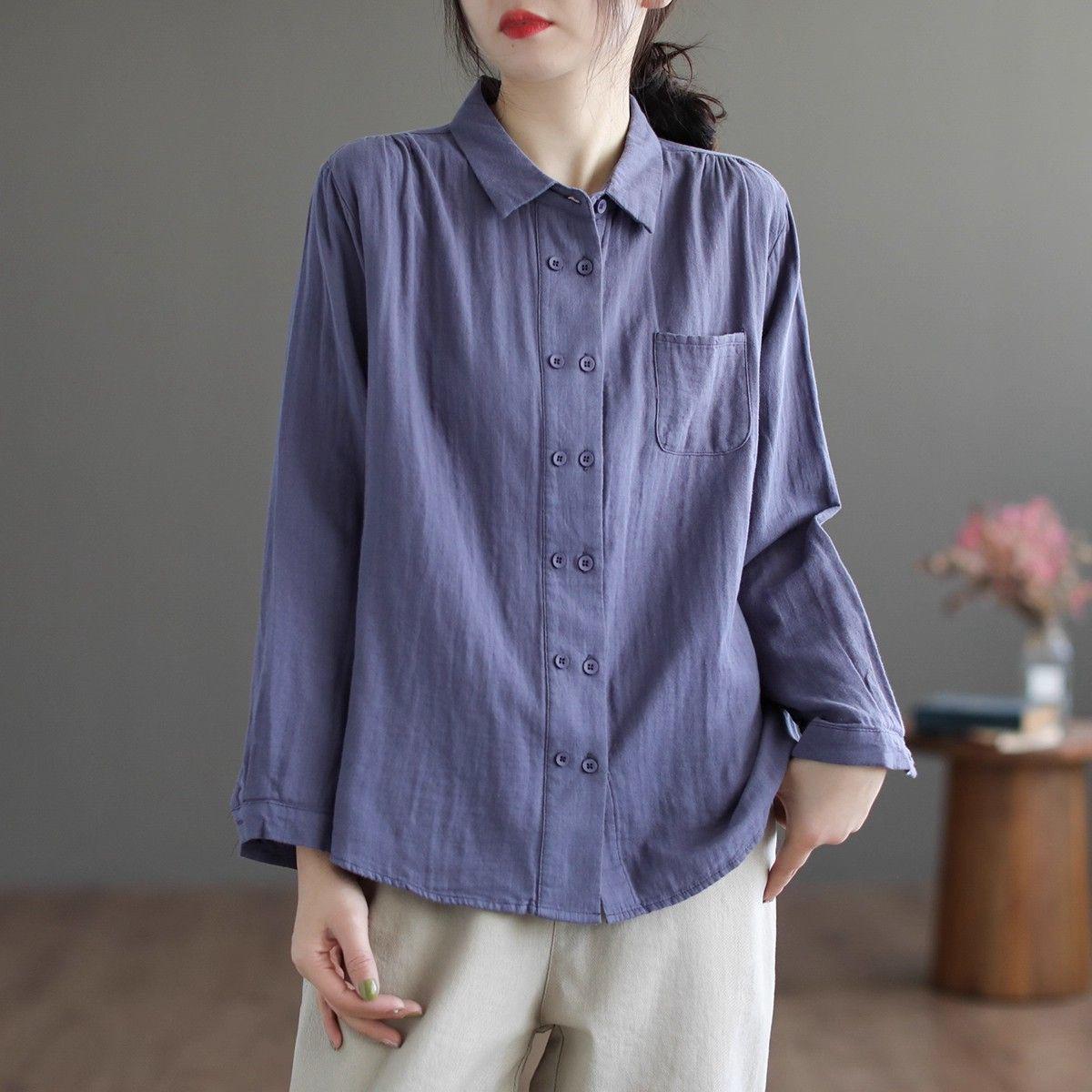 Korean Style Double-Breasted Women s Shirt, Polo Collar, Cotton Linen, Long Sleeve, Loose Fit, Perfect for Spring/Autumn 3XL
Korean Style Double-Breasted Women s Shirt, Polo Collar, Cotton Linen, Long Sleeve, Loose Fit, Perfect for Spring/Autumn 3XL