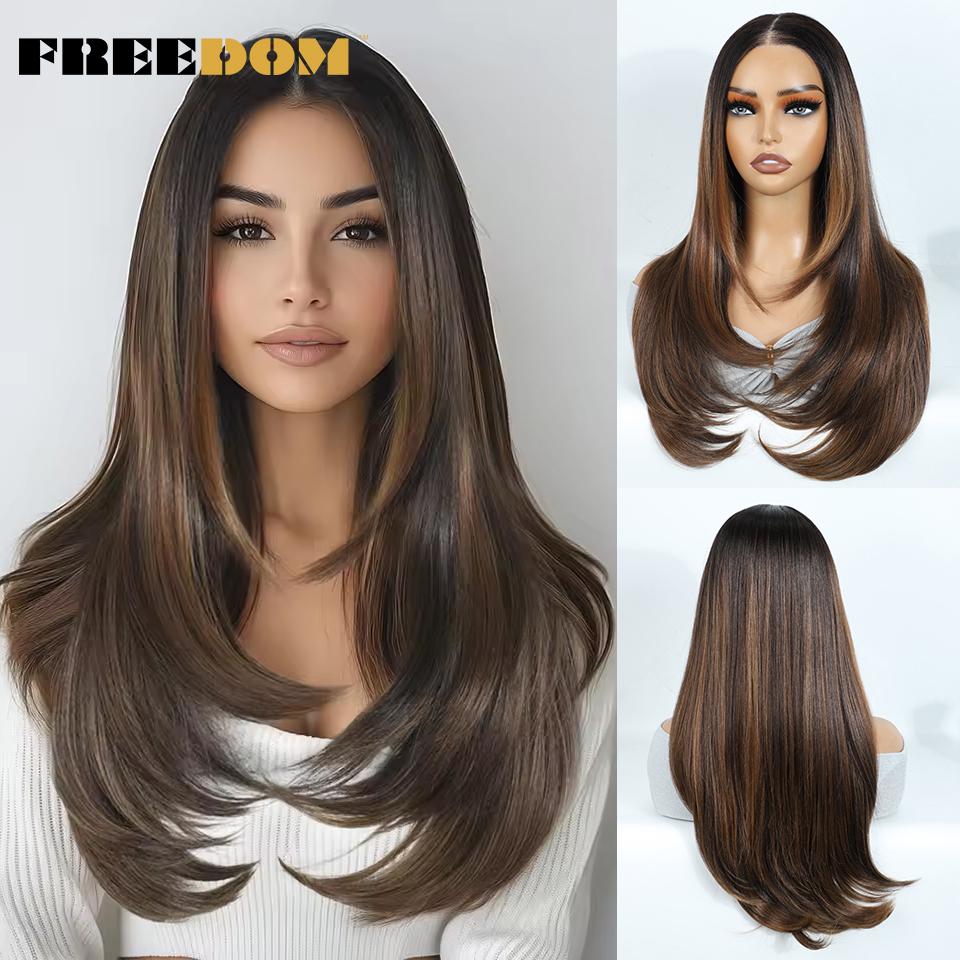 FREEDOM Straight Synthetic Lace Front Wig 24 Ombre Brown T Lace And 6x4 Pre Plucked Pre Cut Wear and Go Glueless Wigs For Woman (as the picture,24inches)
FREEDOM Straight Synthetic Lace Front Wig 24 Ombre Brown T Lace And 6x4 Pre Plucked Pre Cut Wear and Go Glueless Wigs For Woman (as the picture,24inches)