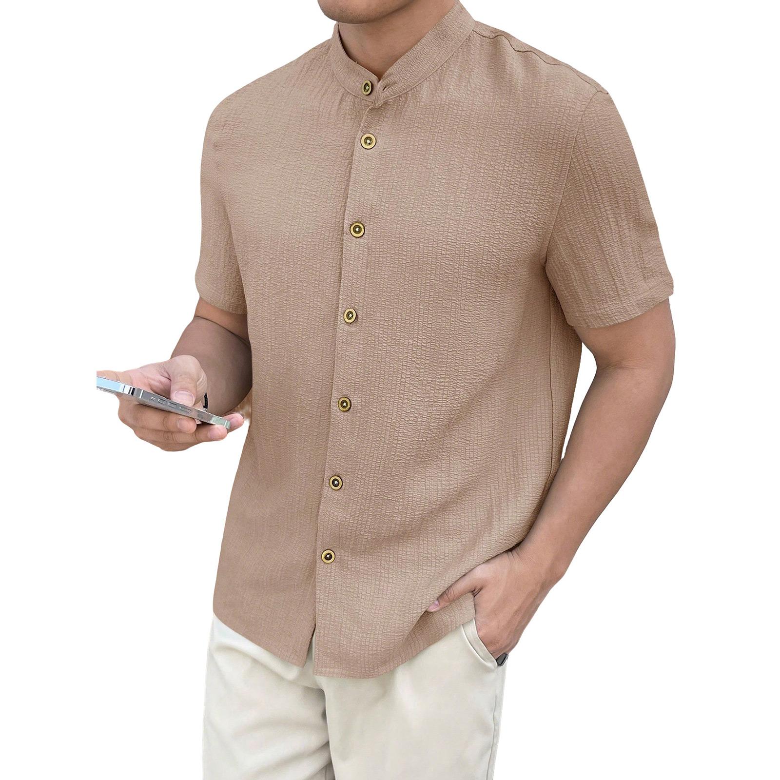 Men s Stand Up Collar Shirt Short Sleeved Top Men s Casual T-shirt Cardigan Top L хакі
Men s Stand Up Collar Shirt Short Sleeved Top Men s Casual T-shirt Cardigan Top L хакі