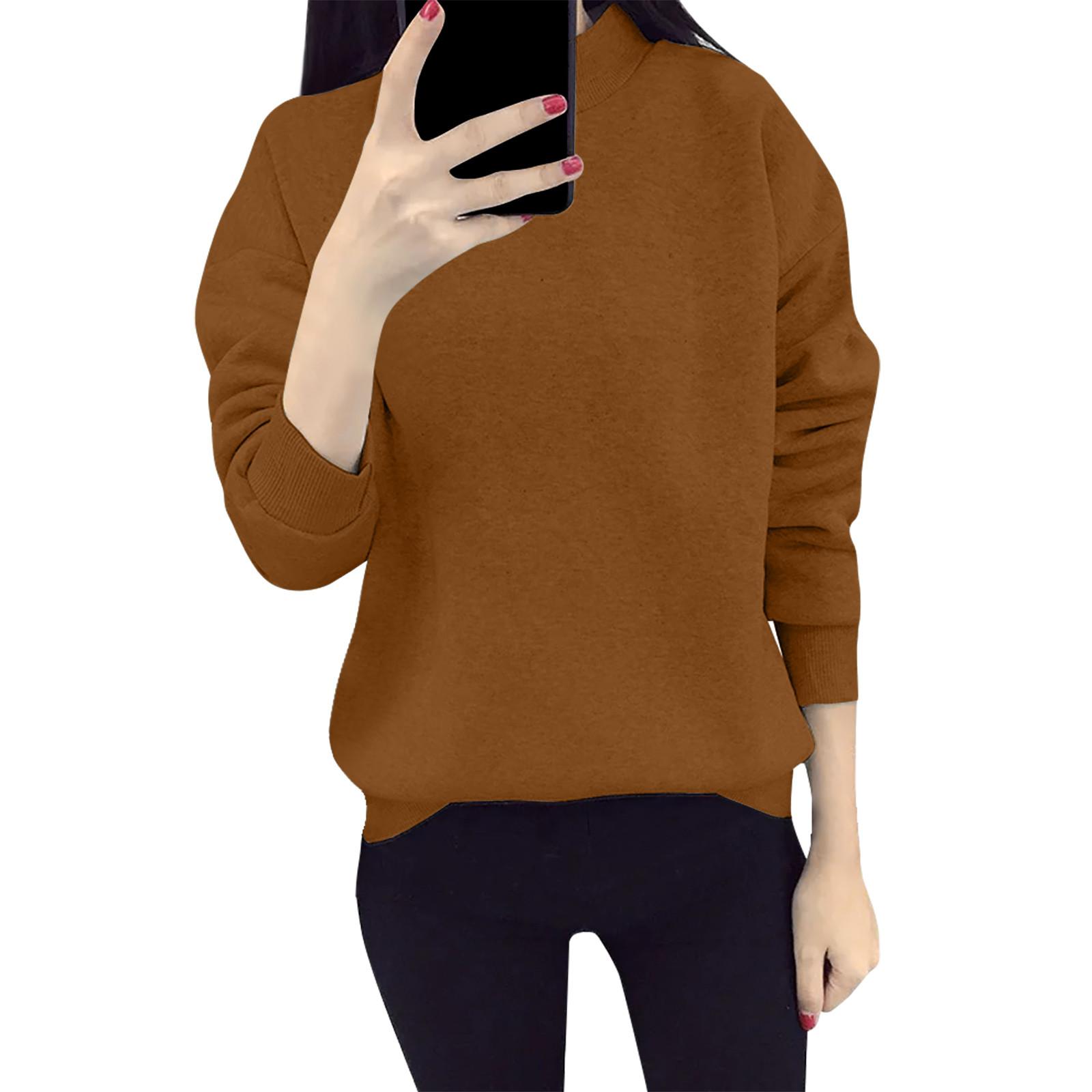 Женские толстовки, повседневные однотонные топы с длинными рукавами и круглым вырезом, праздничные топы, спортивный пуловер
Женские толстовки, повседневные однотонные топы с длинными рукавами и круглым вырезом, праздничные топы, спортивный пуловер