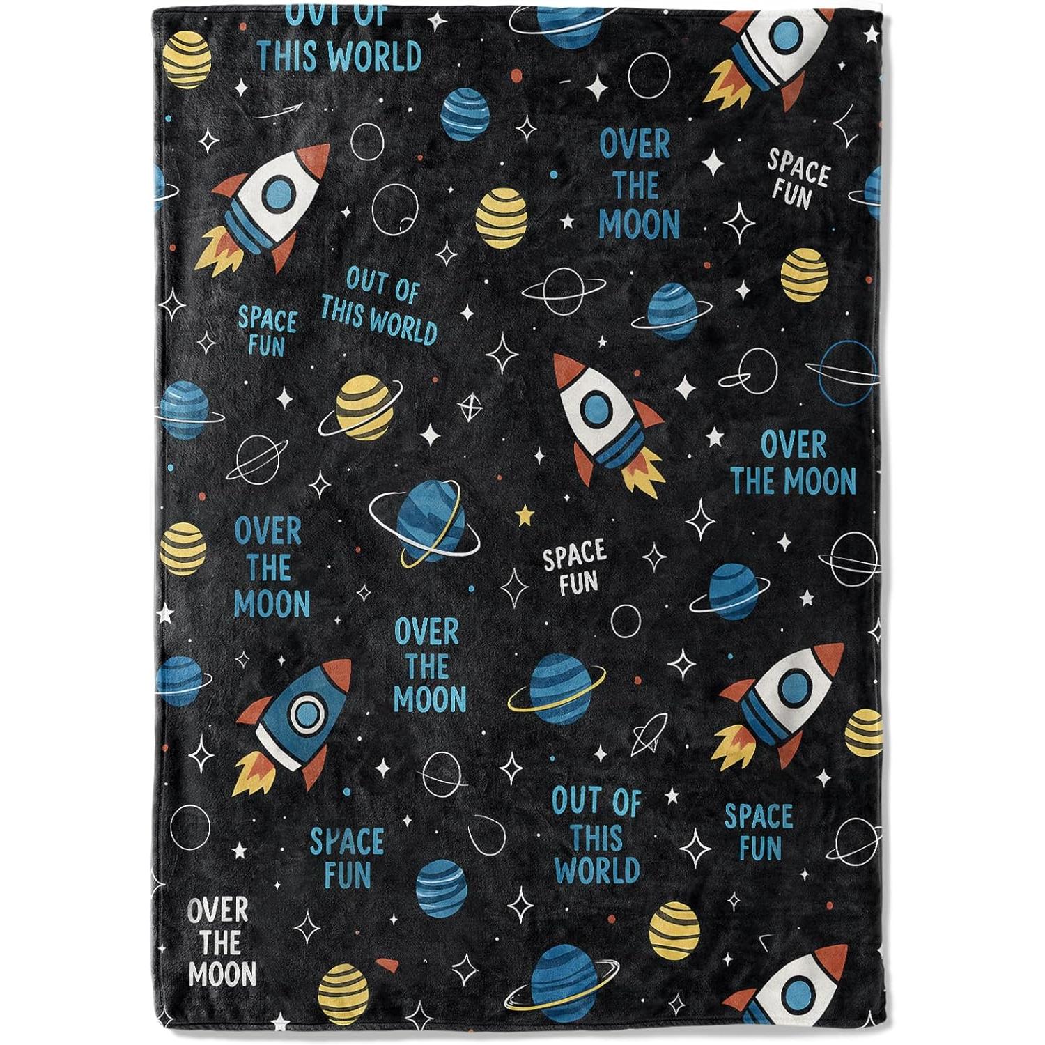 Space Fleece Blanket,Rocket Planets Stars and Fun Quotes Throw Blankets,Soft Cozy Lightweight, Ideal for Bed Living Room 75x90cm
Space Fleece Blanket,Rocket Planets Stars and Fun Quotes Throw Blankets,Soft Cozy Lightweight, Ideal for Bed Living Room 75x90cm