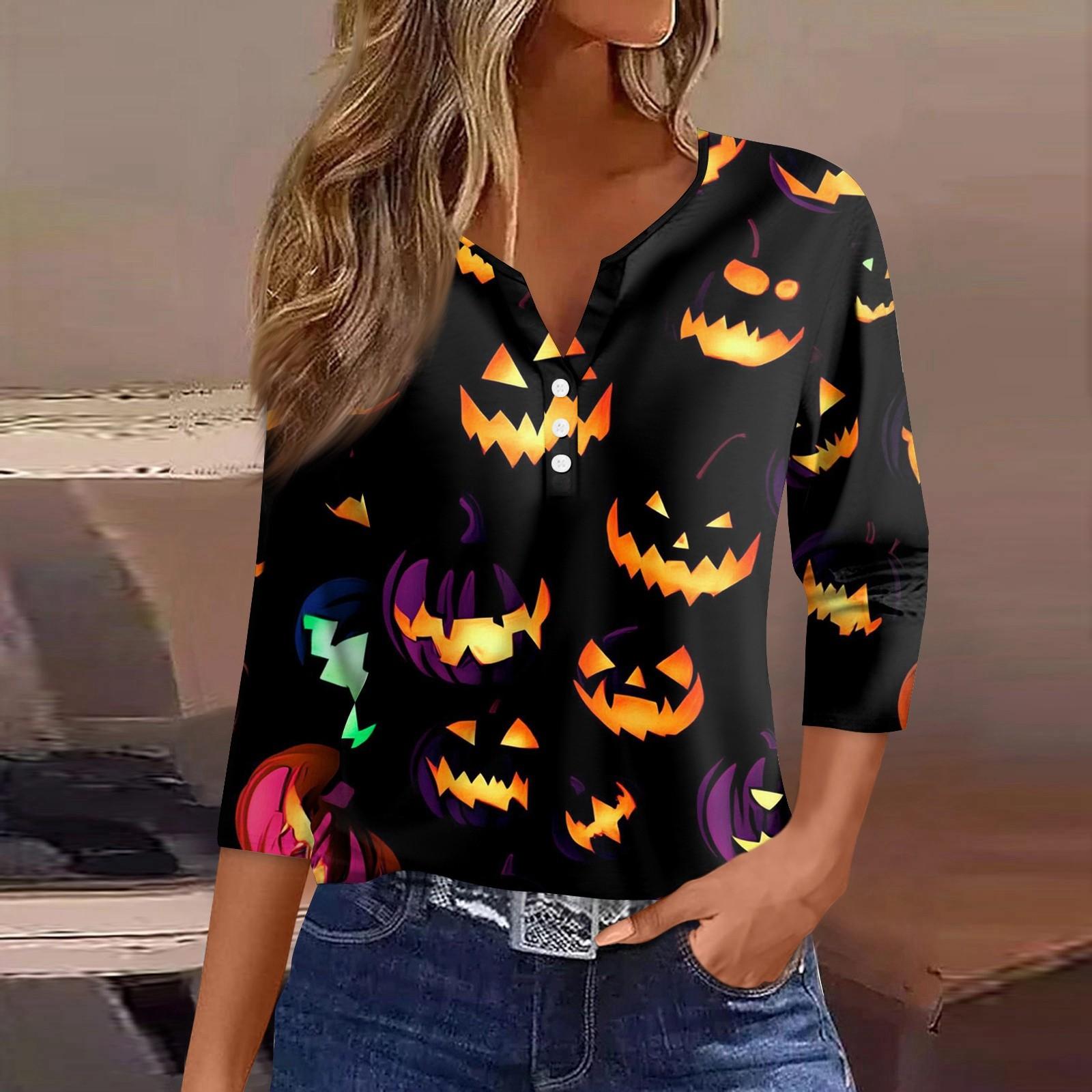 Women s T Shirt Tee Halloween Printed Button 3/4 Sleeve Tunic Daily Weekend Fashion Basic V- Neck Regular Top S жовтий
Women s T Shirt Tee Halloween Printed Button 3/4 Sleeve Tunic Daily Weekend Fashion Basic V- Neck Regular Top S жовтий