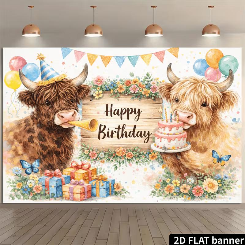 2D Pastel Highland Cow Birthday Backdrop, Floral Farm Animal Party Banner 47.2x31.5inch/120*80cm
2D Pastel Highland Cow Birthday Backdrop, Floral Farm Animal Party Banner 47.2x31.5inch/120*80cm