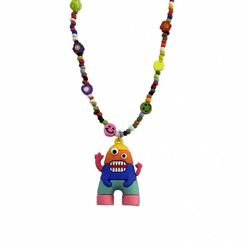 Cartoon Monster-Pendant Necklace Hip Hop Colorful Bead Chain Sweater Chain Flowers Love-Bead Clavicle Chain Jewelry 1
Cartoon Monster-Pendant Necklace Hip Hop Colorful Bead Chain Sweater Chain Flowers Love-Bead Clavicle Chain Jewelry 1