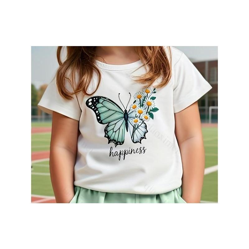 European sizes Cute Butterfly Graphic Tee for Girls - White Short Sleeve Top Featuring a Stunning Light Blue Butterfly Design with Dark Blue Spots 98cm белый
European sizes Cute Butterfly Graphic Tee for Girls - White Short Sleeve Top Featuring a Stunning Light Blue Butterfly Design with Dark Blue Spots 98cm белый