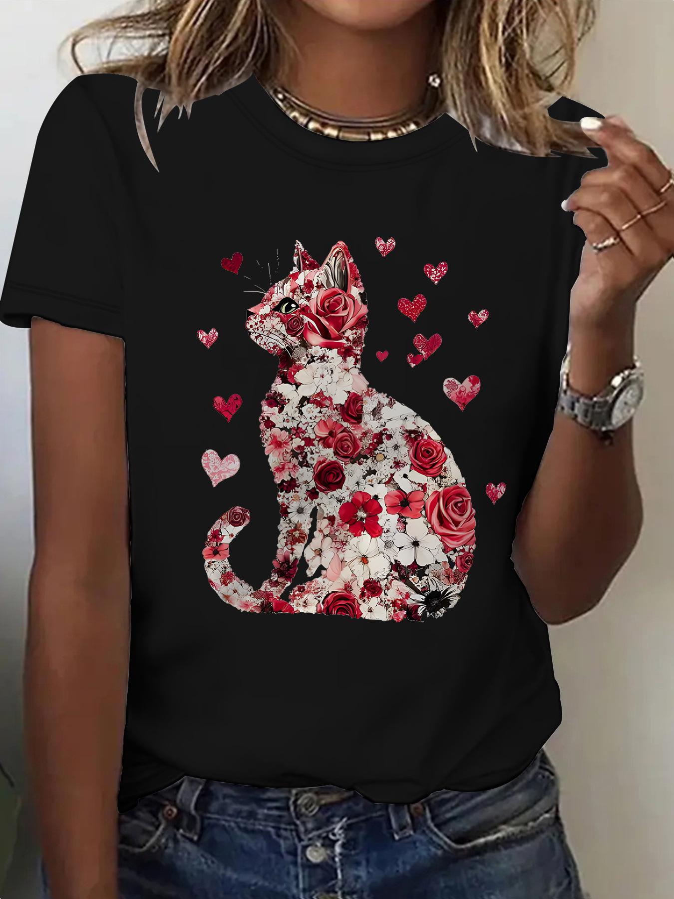 Women s Cat Pattern Valentine s Day Round Neck Short Sleeve T-Shirt Large
Women s Cat Pattern Valentine s Day Round Neck Short Sleeve T-Shirt Large