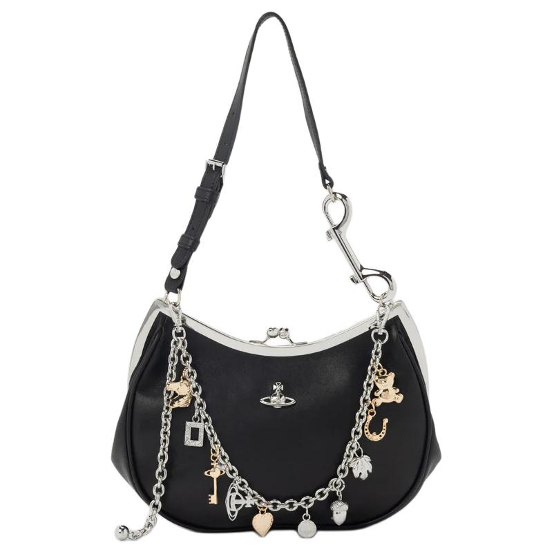 VIVIENNE WESTWOOD Charm Frame Classic Saturn Logo Lambskin Shoulder Bag Women Shoulder Bag Black 4B01000PWL00BXN402 Basic Set (Bag+Dust Bag)
VIVIENNE WESTWOOD Charm Frame Classic Saturn Logo Lambskin Shoulder Bag Women Shoulder Bag Black 4B01000PWL00BXN402 Basic Set (Bag+Dust Bag)