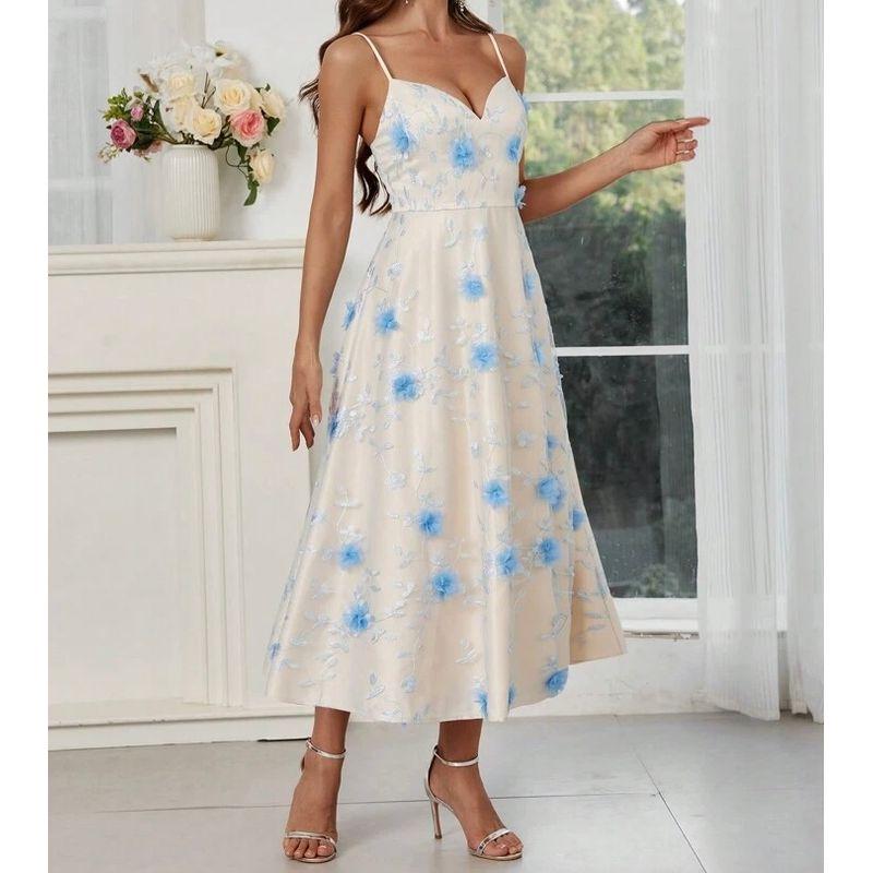 Foreign Trade Order Lady Temperament Elegant Beautiful Sling Embroidery Three-Dimensional Blue Flowers Monet Garden Tea Break Dress Blue M
Foreign Trade Order Lady Temperament Elegant Beautiful Sling Embroidery Three-Dimensional Blue Flowers Monet Garden Tea Break Dress Blue M