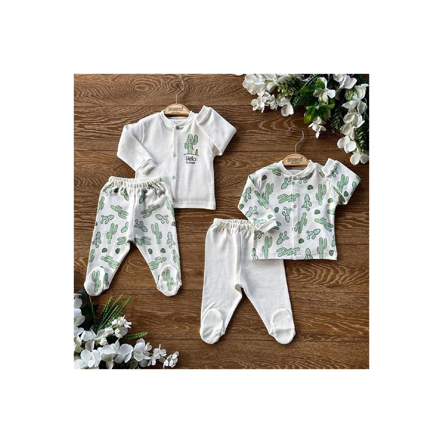 Детский пижамный комплект из 4 предметов из органического хлопка, верх и низ, с пинетками кактус 0-3 AY
Детский пижамный комплект из 4 предметов из органического хлопка, верх и низ, с пинетками кактус 0-3 AY